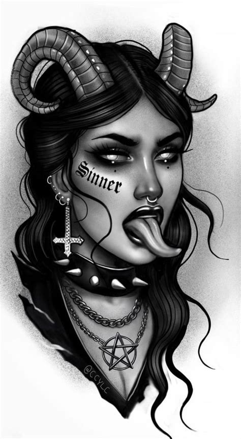 female devil tattoo|warped demon woman tattoo ideas.